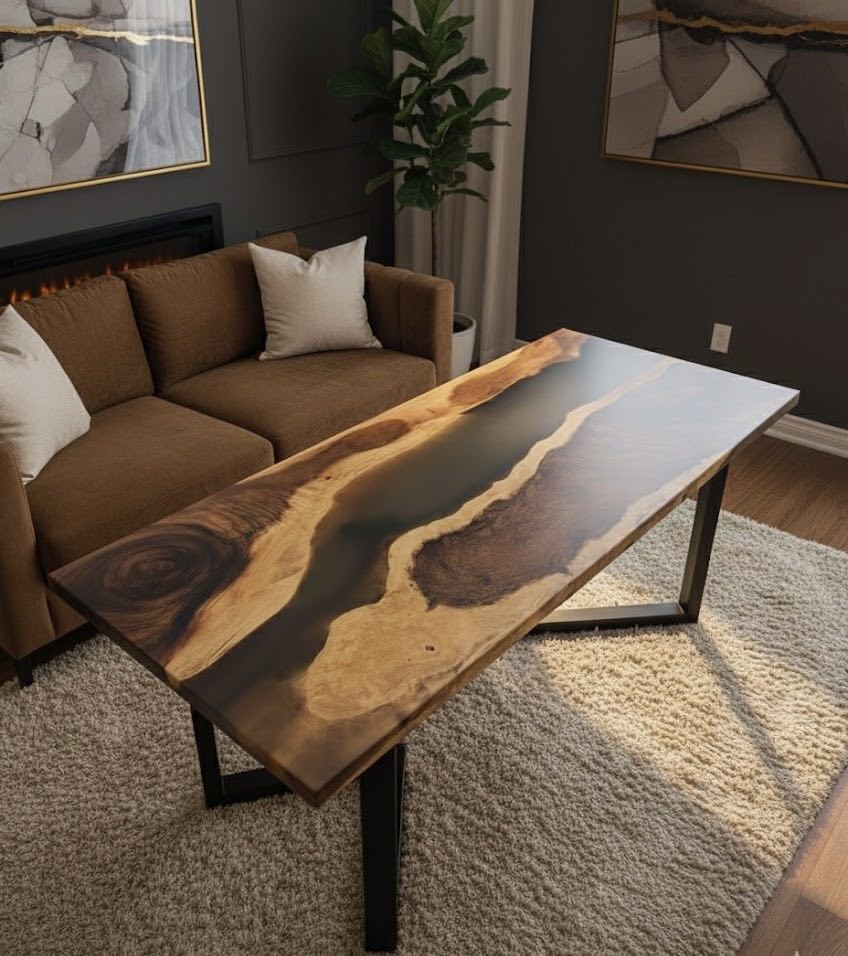 South American Walnut + Resin Table